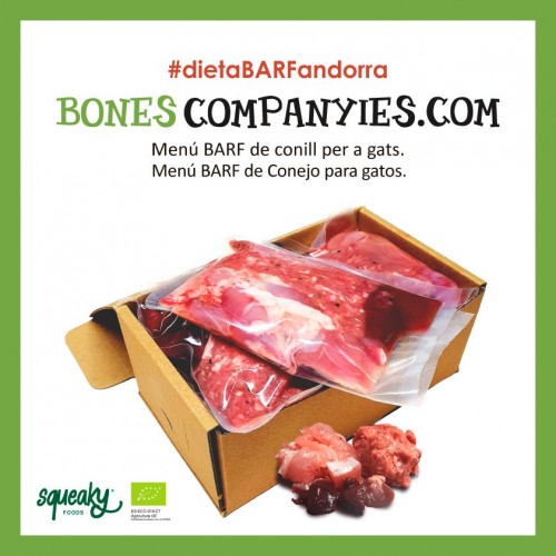 Menú #BARF de conejo de Squeaky para gatos